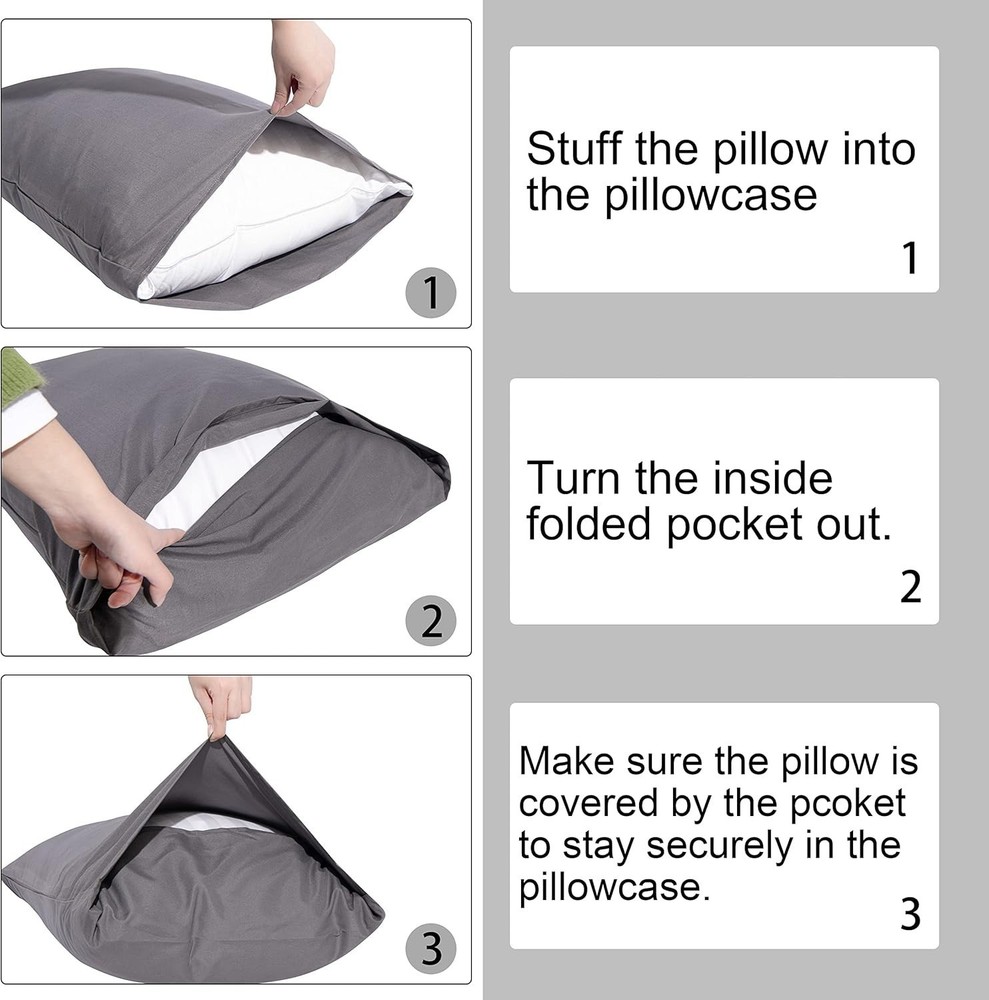 Queen Pillowcase Set 4 Pack Brushed Microfiber 20x30 Pillowcases Soft