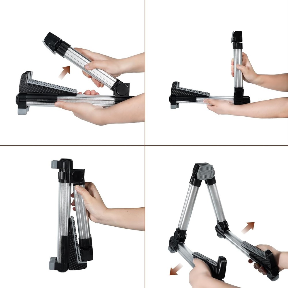 Adjustable, Portable Folding Univerial A-Frame Guitar Stand for Silver