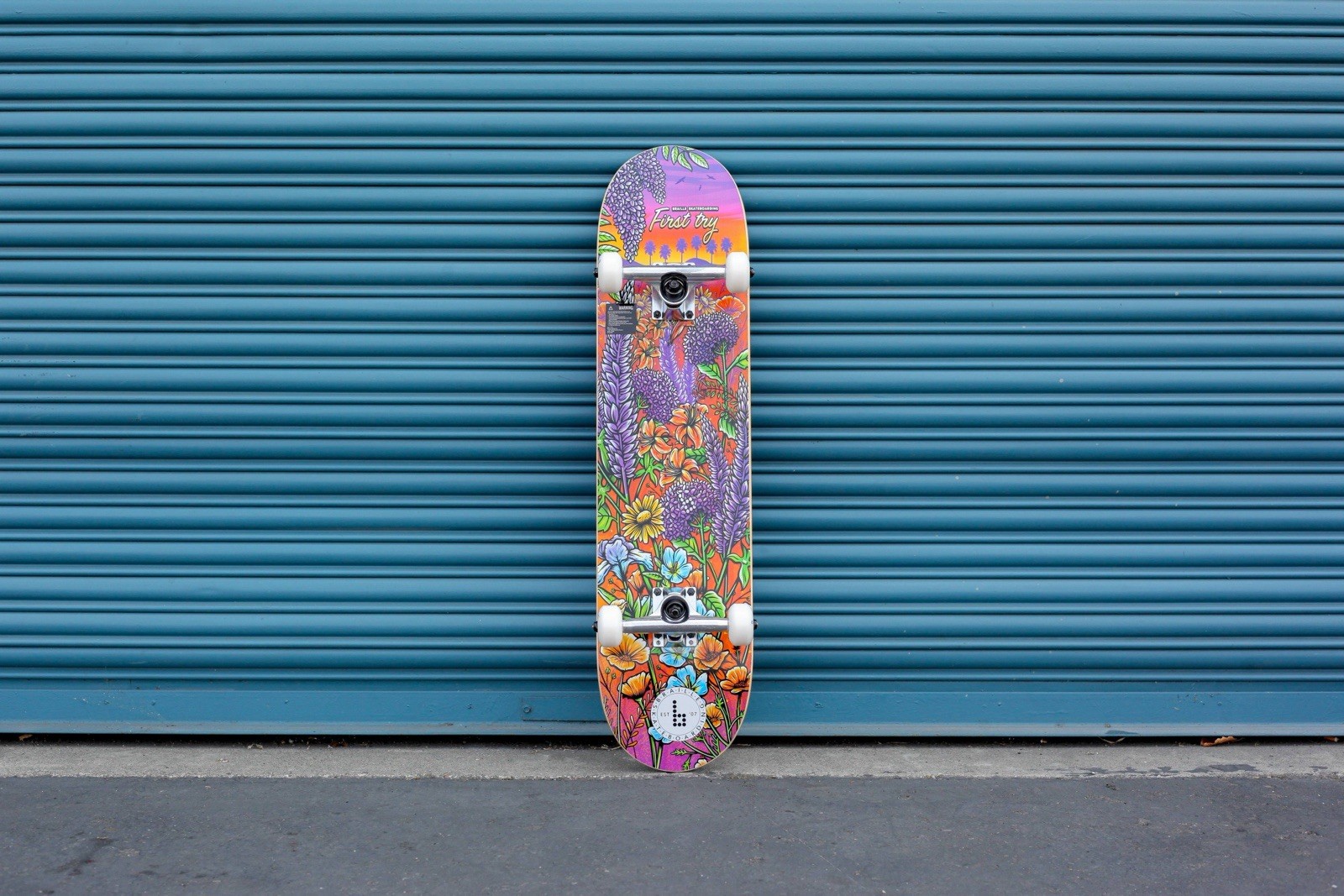 Braille Skateboard Flowers Colorful 31 In. x 7.75 In. Pro Complete Purple 💐