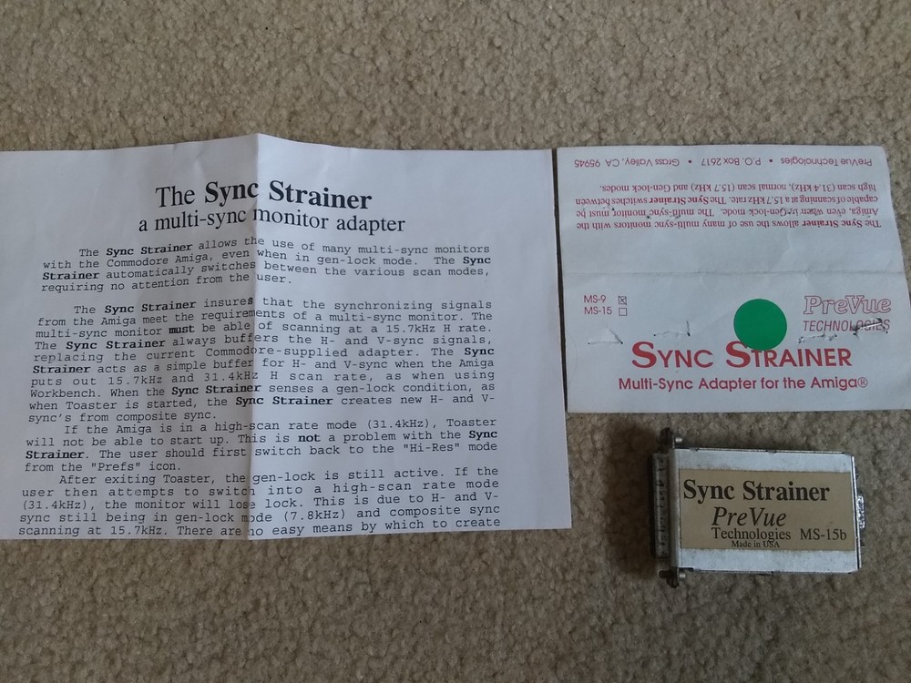 Sync Strainer MS-15b, Video Adapter For Commodore Amiga, PreVue Technologies