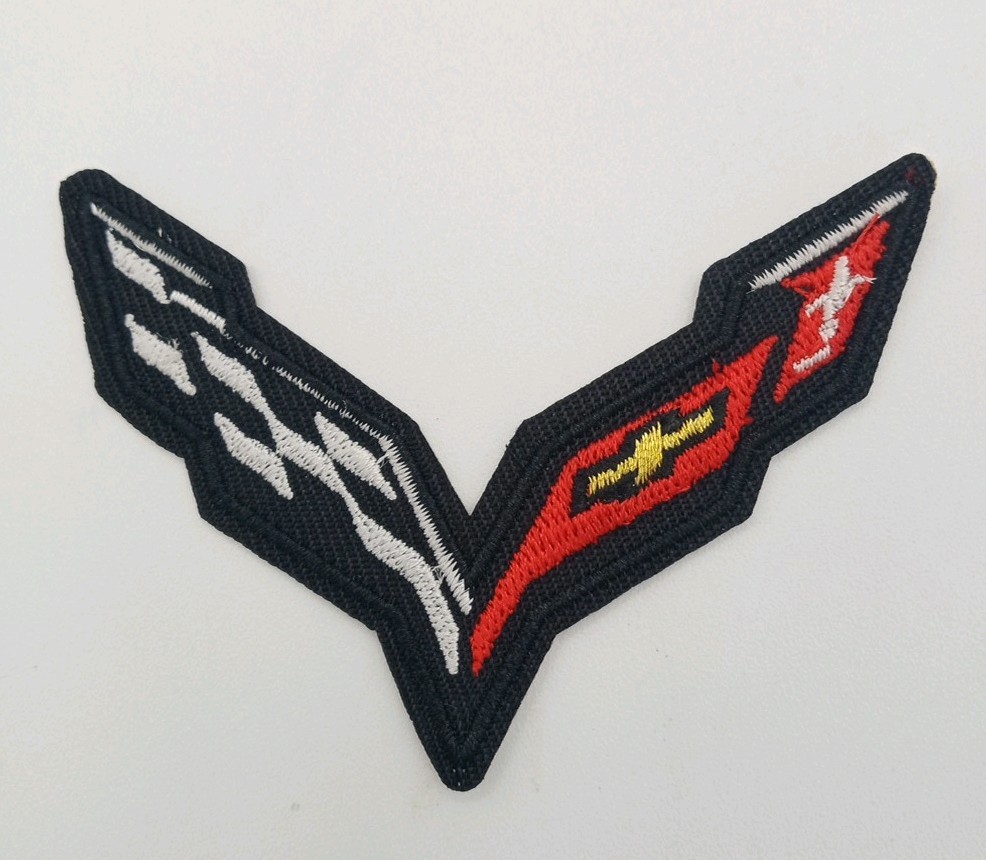 Chevy Corvette Racing Cars, Embroidered,Iron On Patch 3" X 2.25"