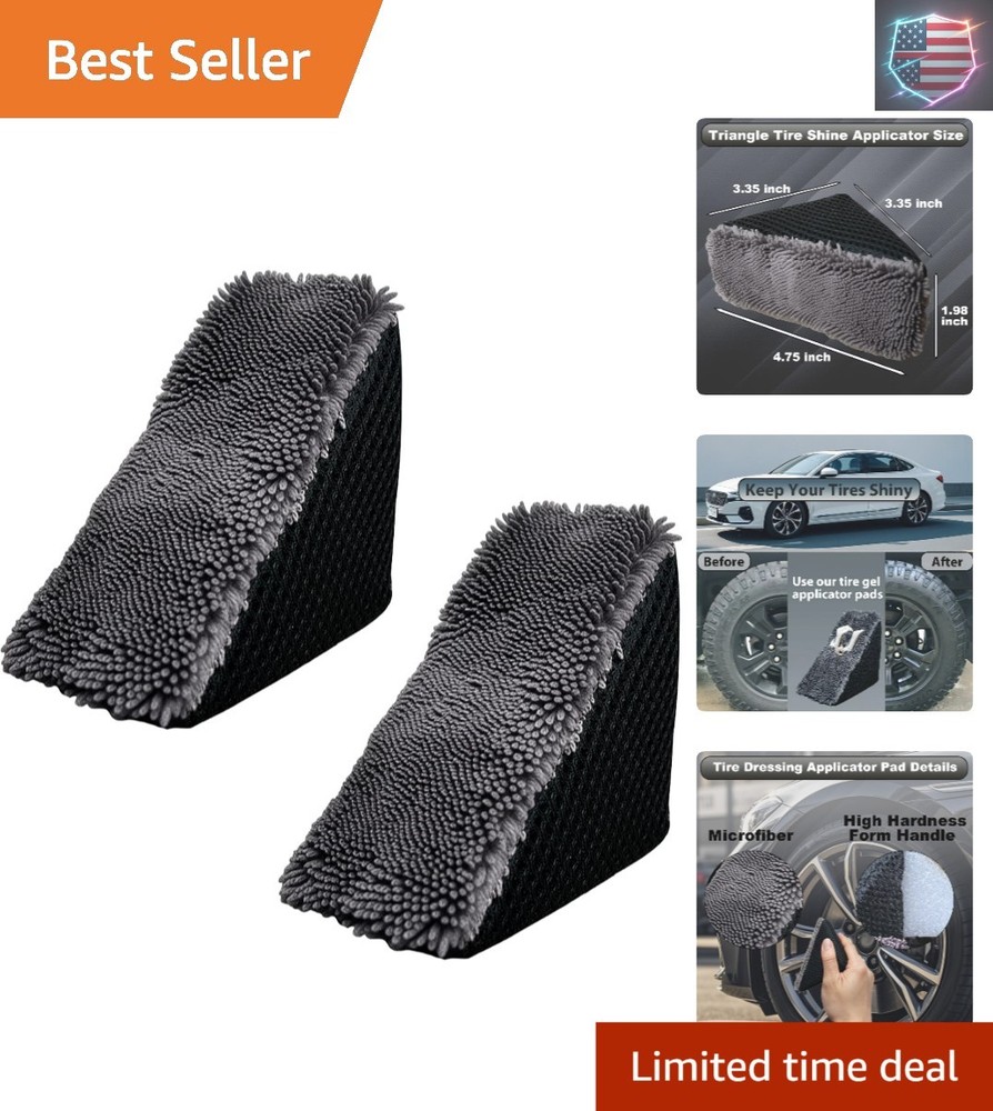 2 Pcs Triangle Tire Shine Applicator, Reusable Tire Dressing Applicator Pads,...