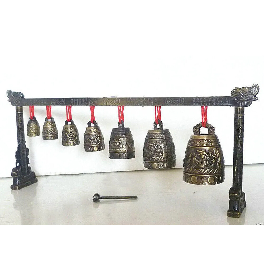 Rare Collectable Musical Meditation Gong with 7 Ornate Bells with Dragon Design