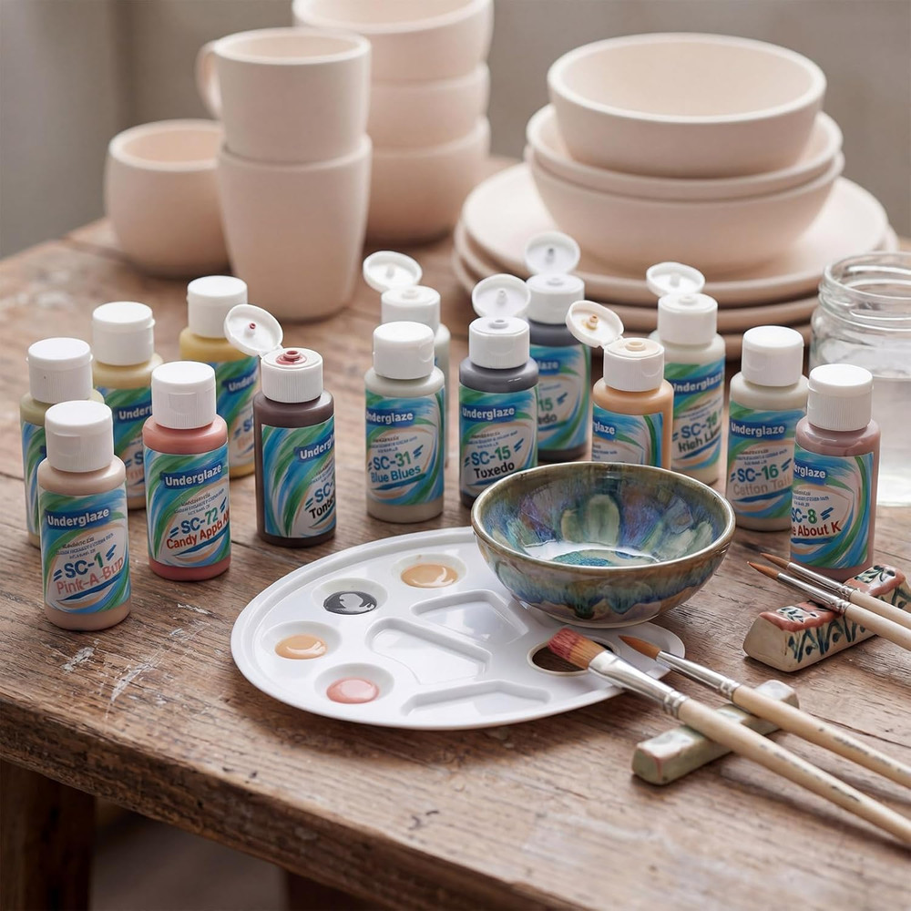 12 Assorted 2 Oz Underglaze Set Creative Ceramic Glaze Application Kit Glaze Cer