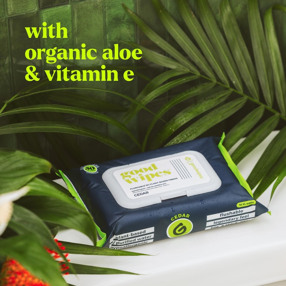 Flushable Butt Wipes - Vitamin E & Aloe - Sewer & Septic Safe - Extra Large A...