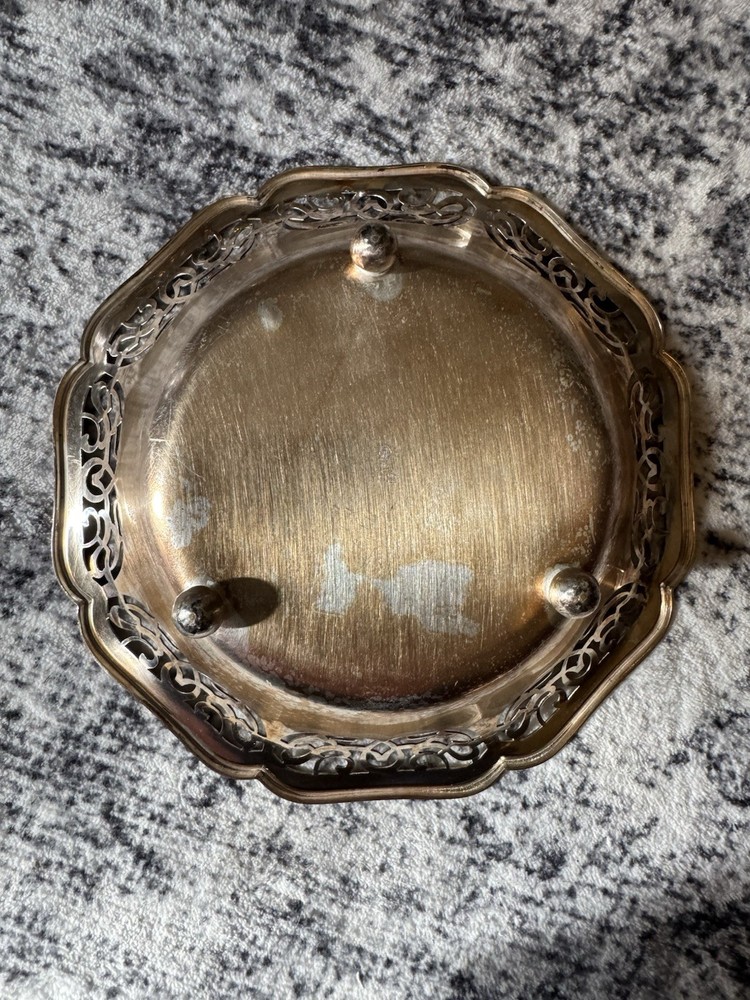 IKORA Germany EP Brass 3 Footed Ornate Candy Bowl Serving Dish