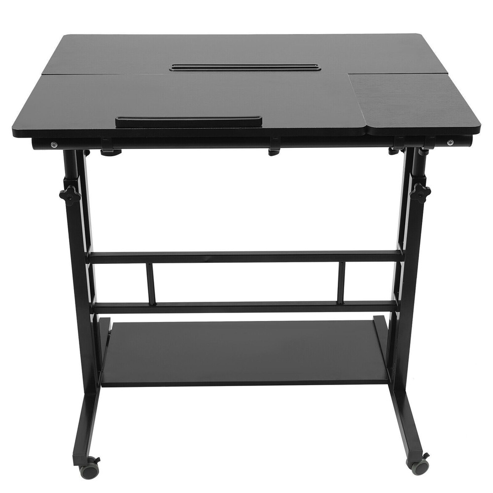 Rolling Laptop Desk Adjustable Height Office Computer Table Stand Up Workstation