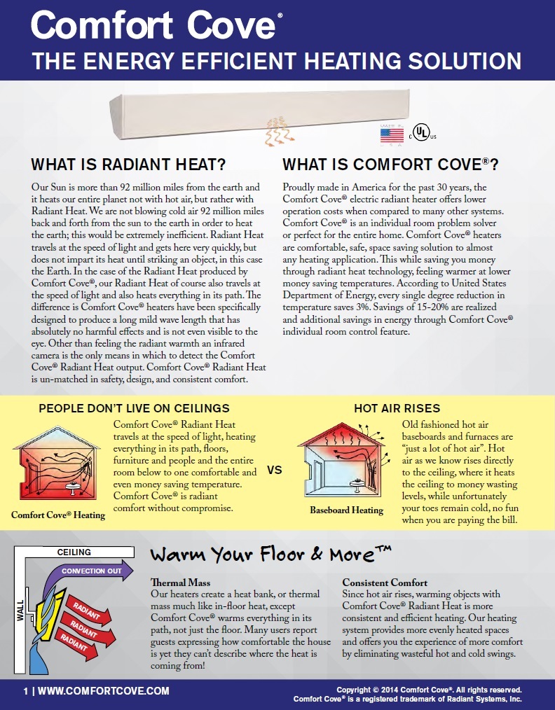 Cove Heater - Comfort Cove Electric Radiant Heater 1200W 120V 94" (8') C-12012