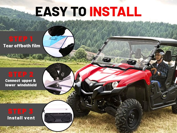 Scratchproof Front Windshield Vent Window For Yamaha Viking/Viking VI 2014-2025