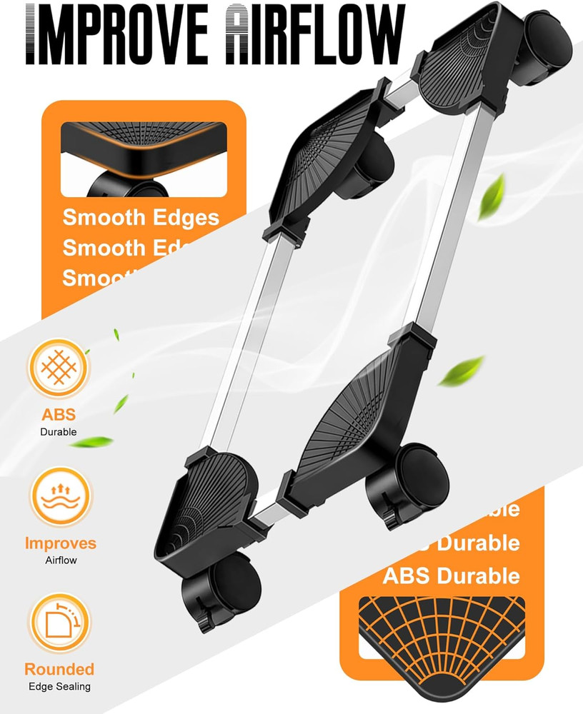 Computer Tower Stand, Adjustable Mobile CPU Stand with Rolling Caster Wheels, Pr