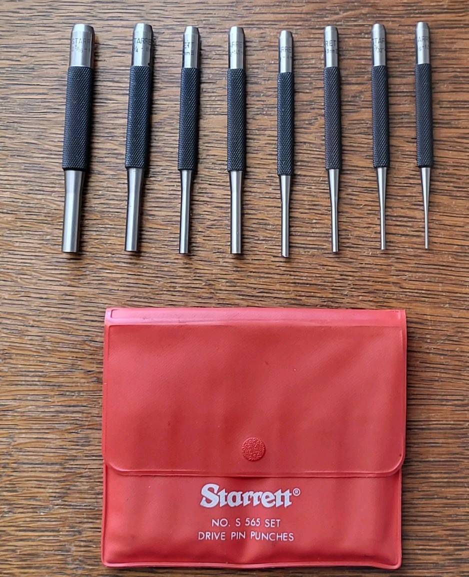 Starrett No. S 565 Drive Pin Punches Set (8) w/Pouch Machinist Tools USA
