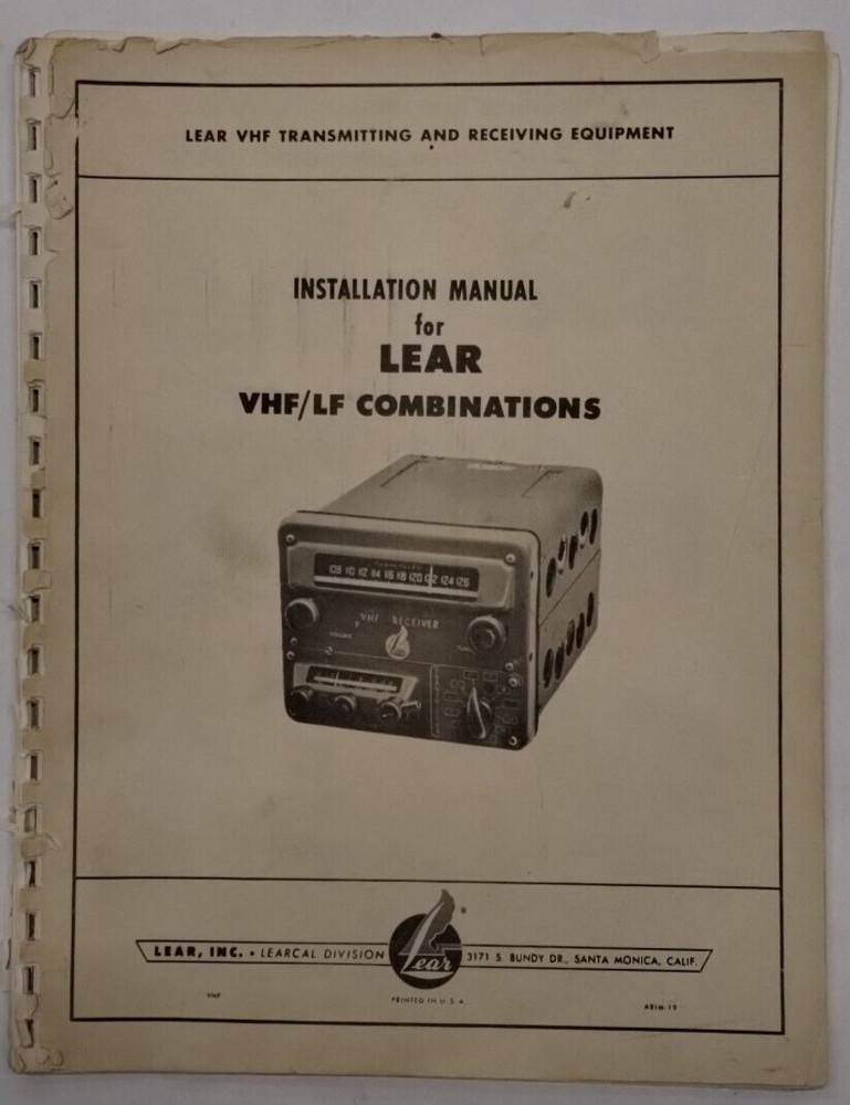 Lear VHF/LF Combinations Installation Manual Original