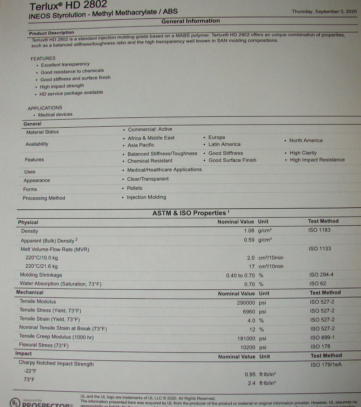 Terlux HD 2802 ABS Transparent Clear Plastic Pellets 12 lbs