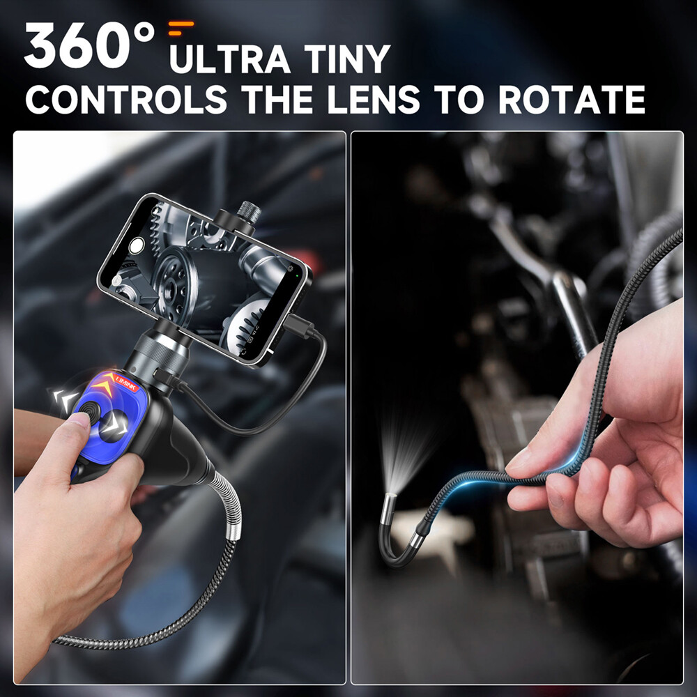 360° Articulating Borescope 4 Way Endoscope Inspection Camera for iPhone/Android