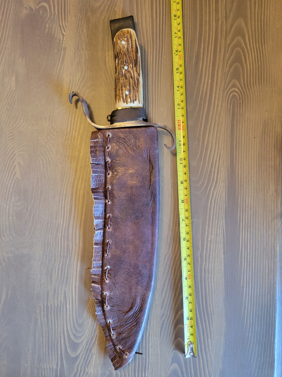 LARGE! Civil War "Style" Stag Handle Bowie Knife w/Custom Sheath!