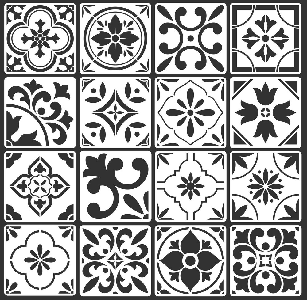 16-Pack Spanish Tile Stencil Set (6X6 Inch) Authentic Patterns for 6 X 6 Inch