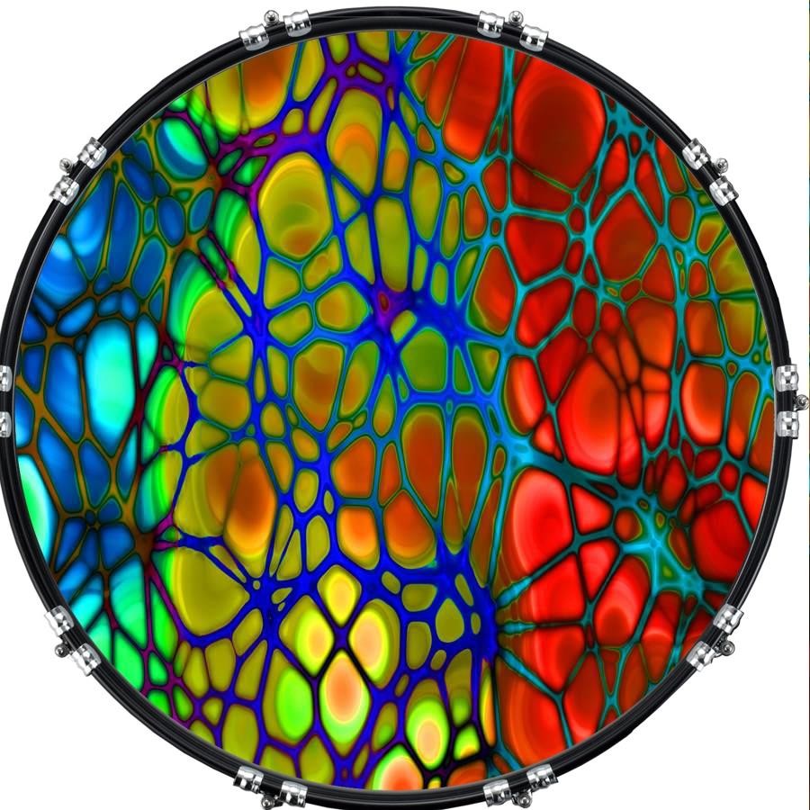Custom 22" Kick Bass Drum Head Graphical Image Front Skin Cells 3