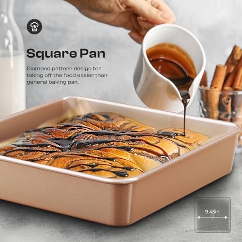 Baking Pans Set 8-Piece Bakeware Sets, Baking Sets for 8PCS Champagne Gold