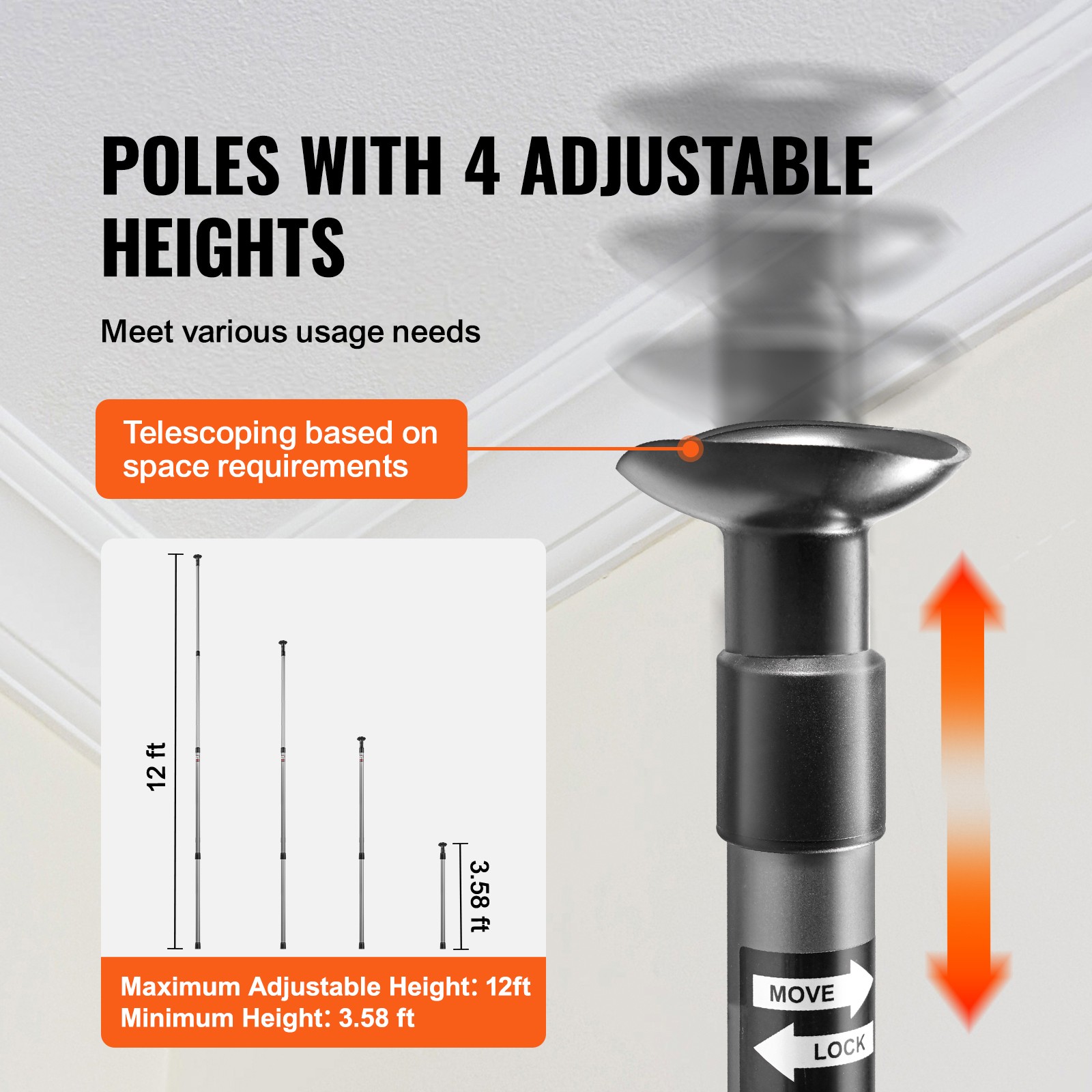 Dust Barrier Poles 12 Ft with 4 Telescoping Poles Dust Barrier System