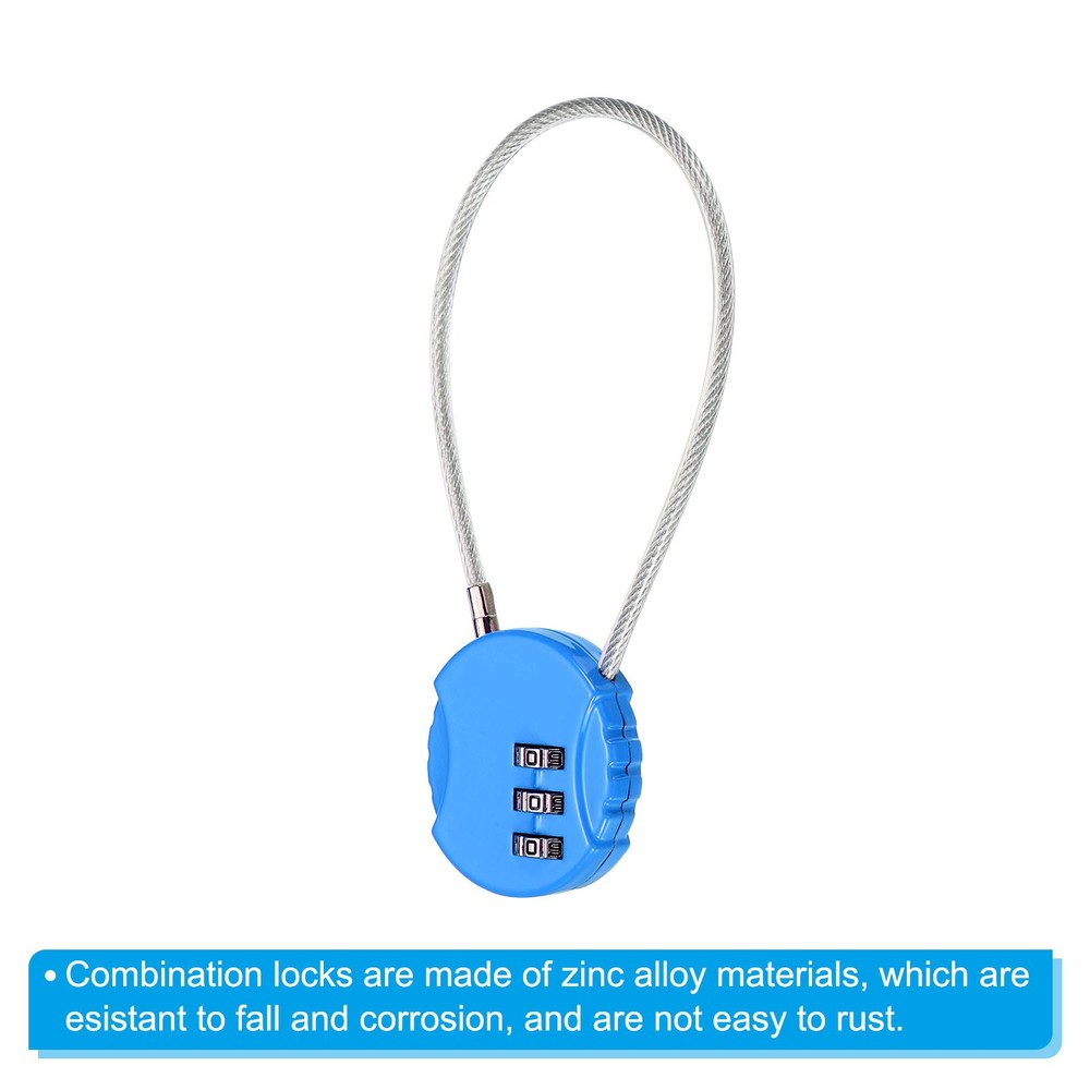 Small Combination Block 7.8", 1pc 3 Digit Luggage Lock, Bright Blue