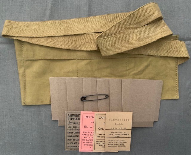EARLY WW II  KHAKI  M1903A3  REPLICA  BANDOLEER  REPACK  KIT  FOR 5 ROUND CLIPS