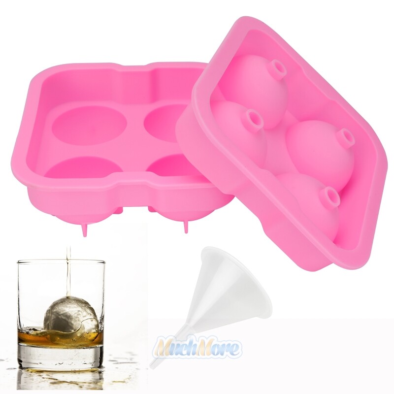ICE Balls Maker Round Sphere Tray Mold Cube Whiskey Ball Silicone+Water Funnel