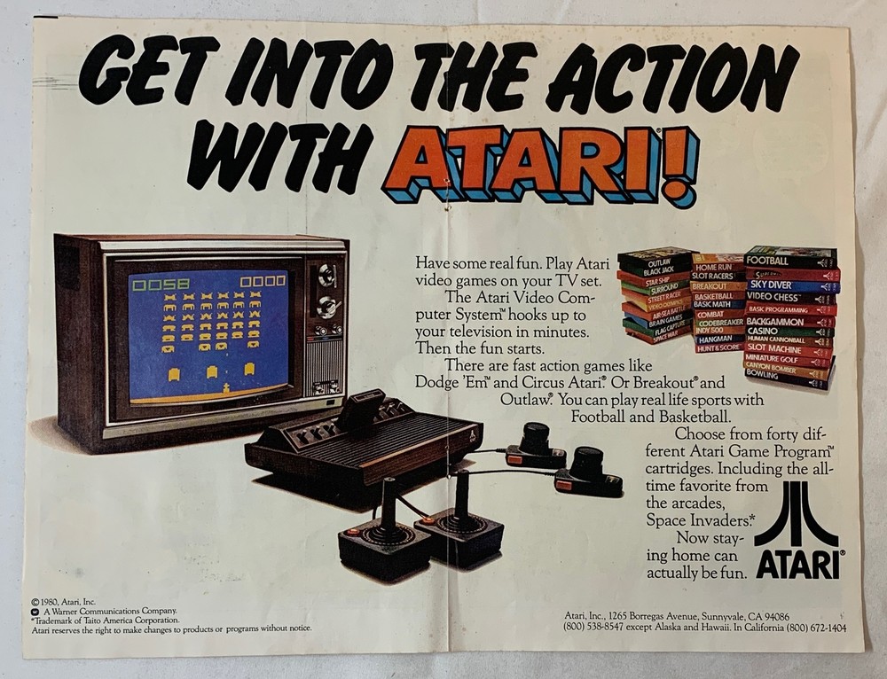 1980 centerfold ad ~ GET INTO THE ACTION WITH ATARI! ~ Space Invaders