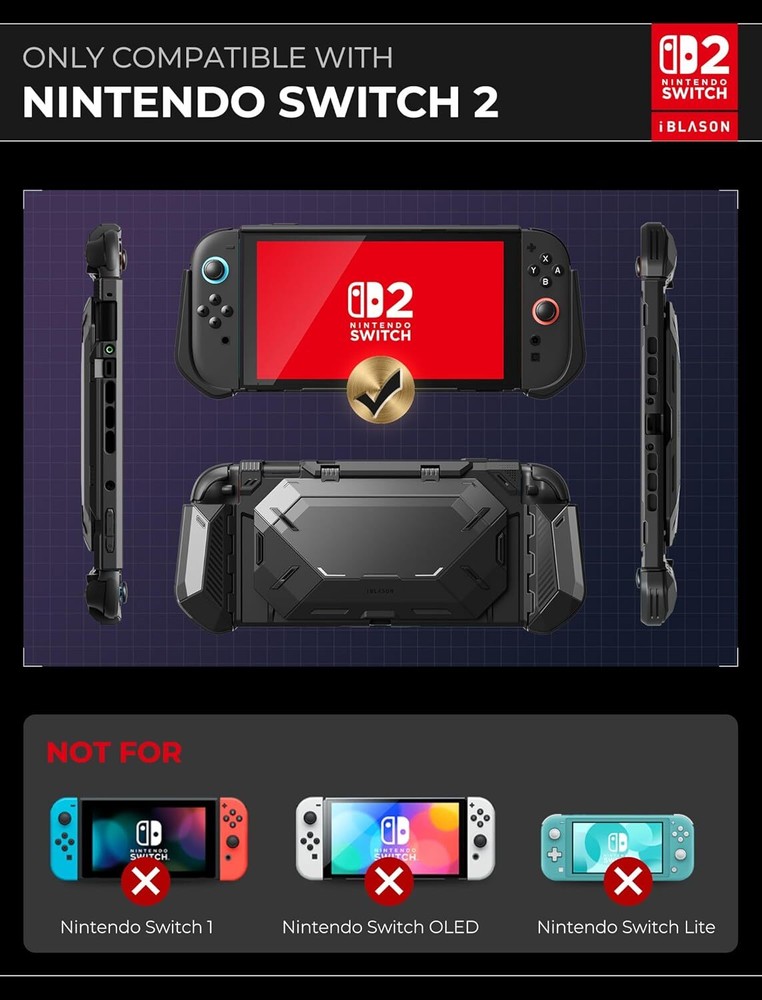 i-Blason for Nintendo Switch 2 Case, with Stand Dockable Foldable JoyCon Holder