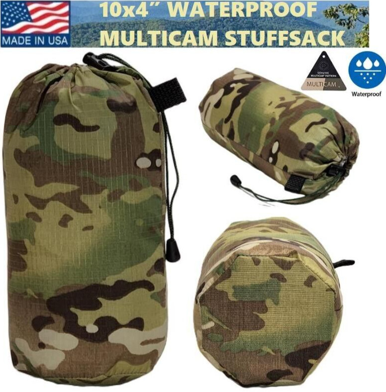 10x4" Lightweight Ripstop 70D Waterproof Nylon MULTICAM camping Gear Stuffsack