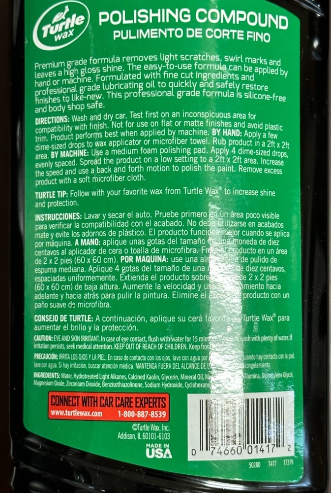 (2-Pack) Turtle Wax Car Auto Light Medium Clean Cut PRECISION POLISHING COMPOUND
