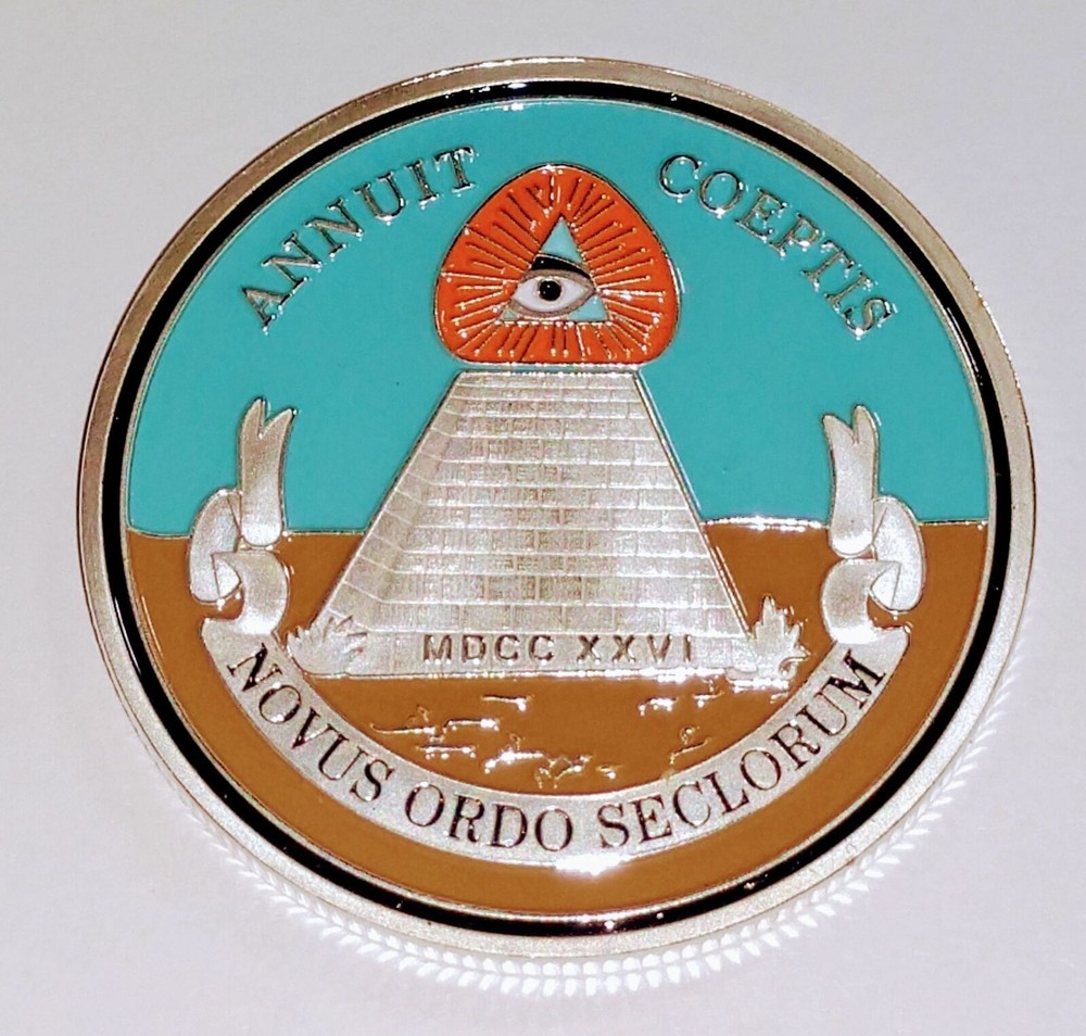 FREEMASON MASONIC BL/BRN COLORIZED ART ROUND