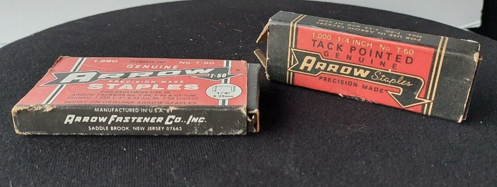 GENUINE ARROW PRECISION MADE STAPLES. TWO BOX LOT. INCOMPLETE
