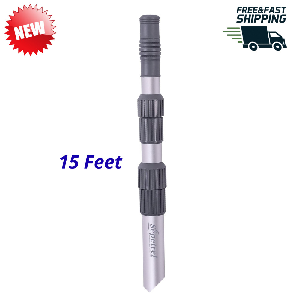 15ft Adjustable Telescopic Pool Pole for Skimmer Net Brush Vacuum Head