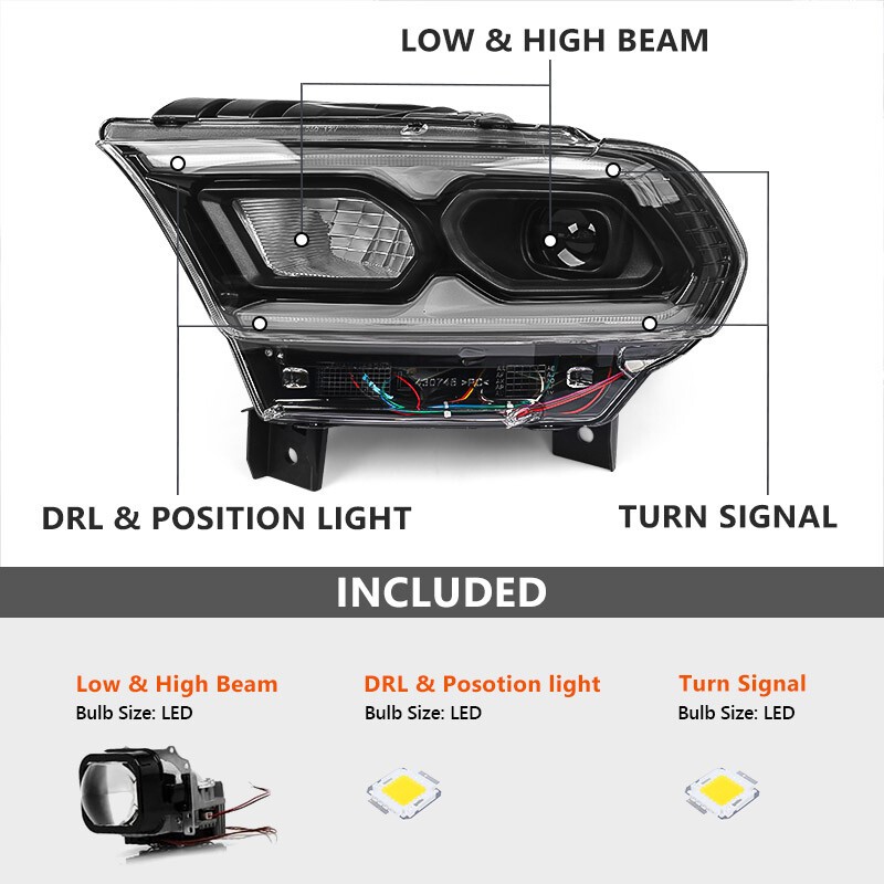 For Dodge Durango 2021-2024 Black Full LED Headlight Assembly Driver Left
