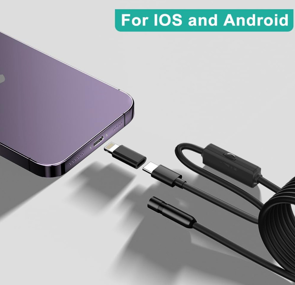 Endoscope Camera with Light, 1080P HD Borescope Camera with 8 LED Lights 16.5ft