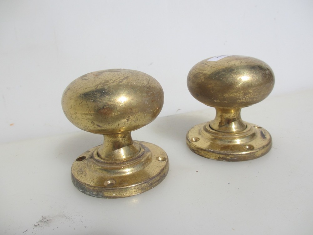 Large Vintage Brass Door Knobs Handles Plates Old Retro