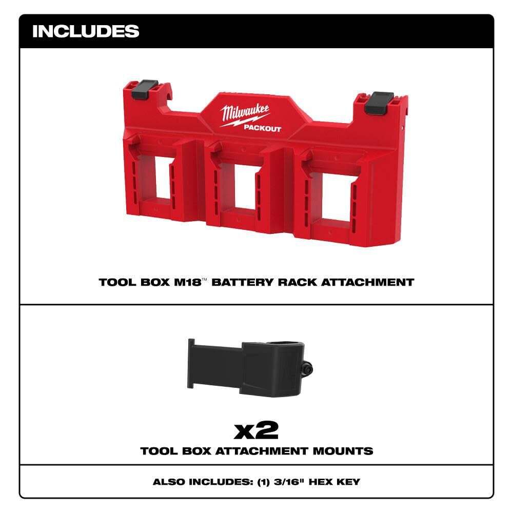 Milwaukee Packout Tool Box M18 Battery Rack Attachment