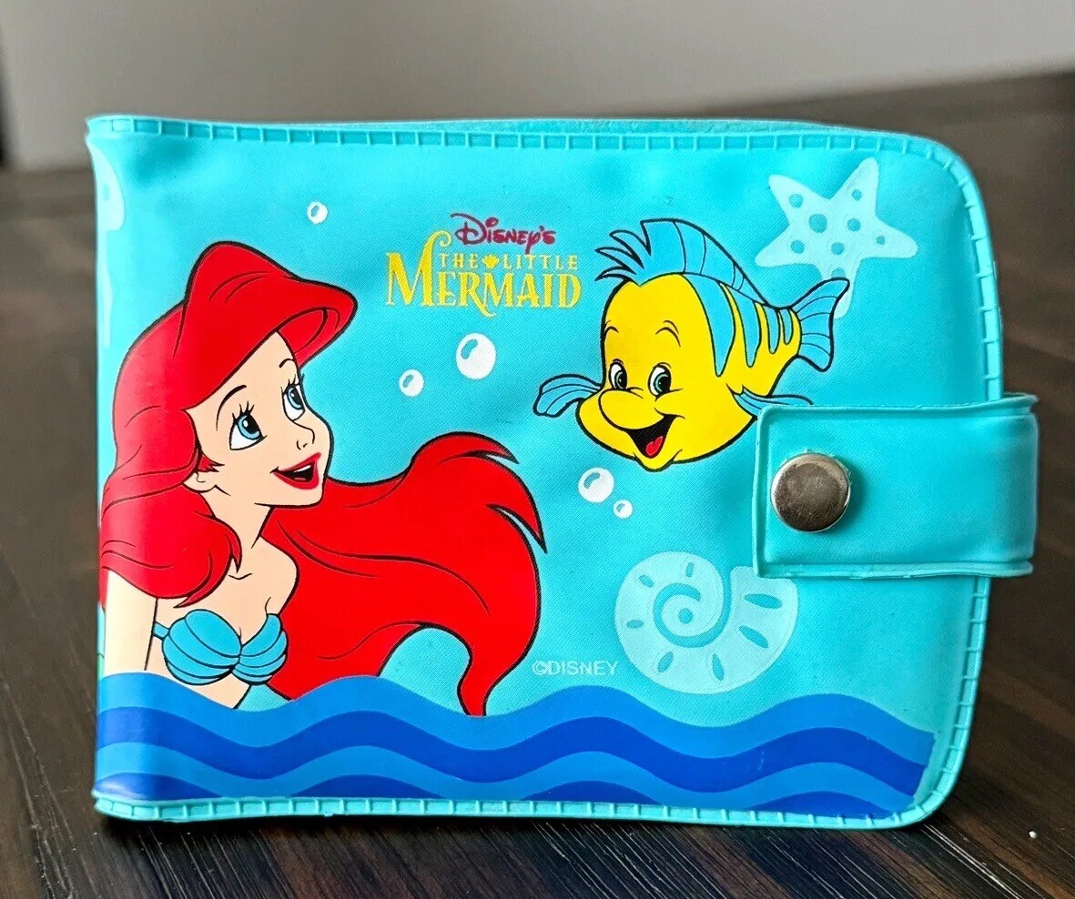 Vintage Disney The Little Mermaid Ariel And Floun Wallet Vinyl Change Purse