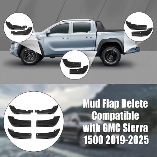 Mud Flaps Delete Compatible with GMC Sierra 1500 2019-2025, Including Front