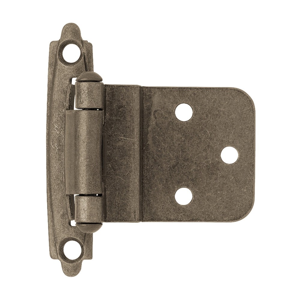 (12 Pack) Pair of Self Closing 3/8" Inset Hinge Heirloom Silver