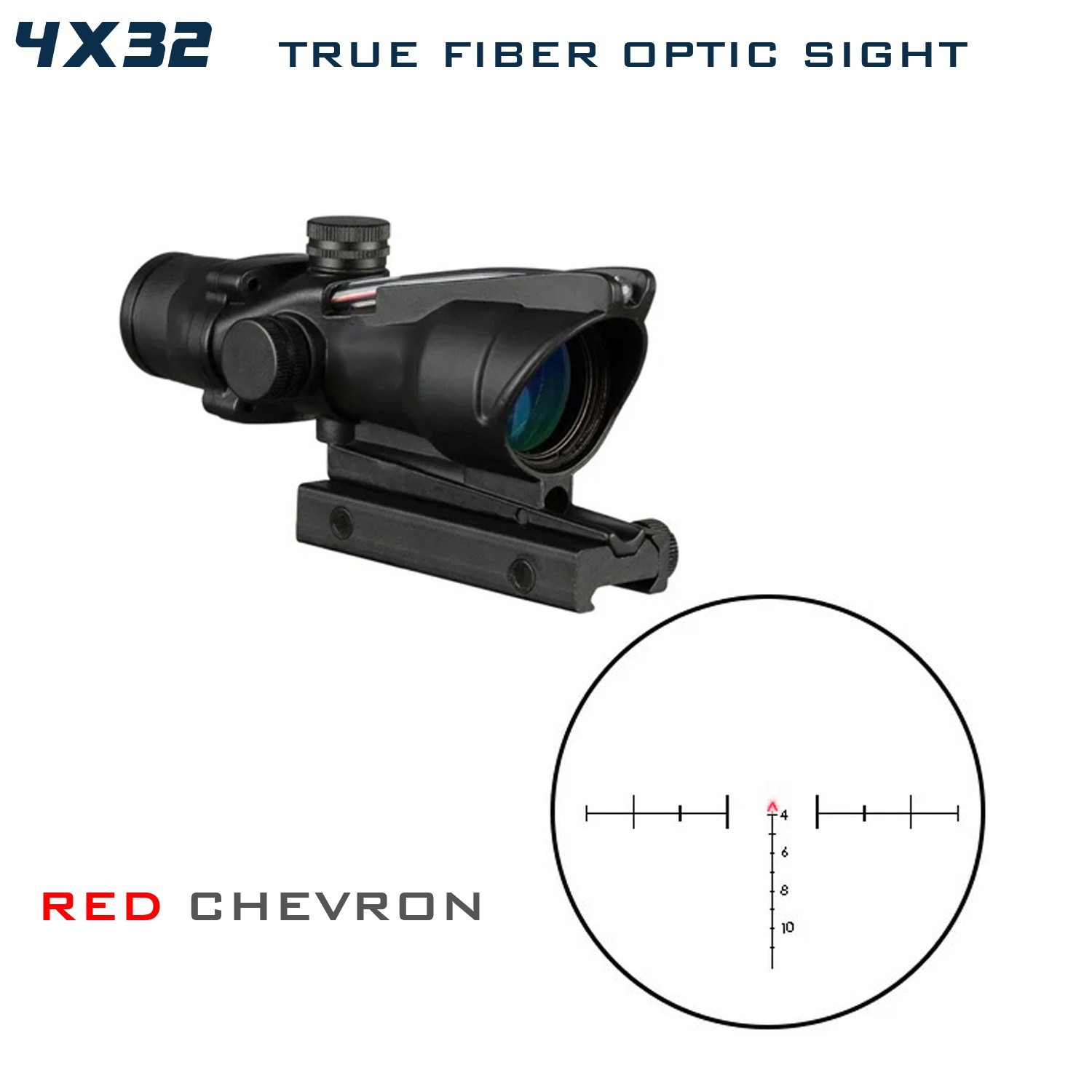 ACOG 4x32 True Fiber Optic Red Green Chevron Illuminated Tactical Sight Scope