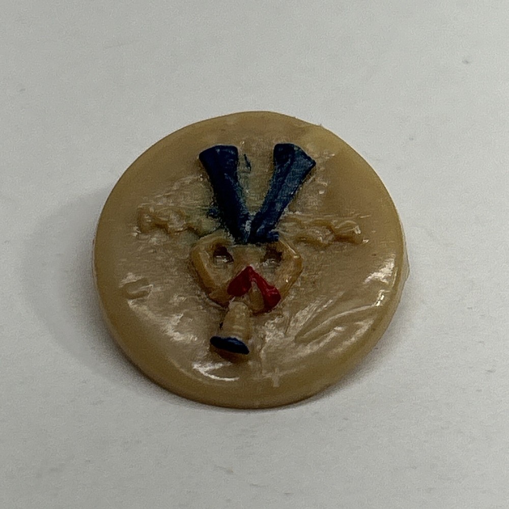 Vintage Celluloid Early Plastic Tan Sewing Button Sailor