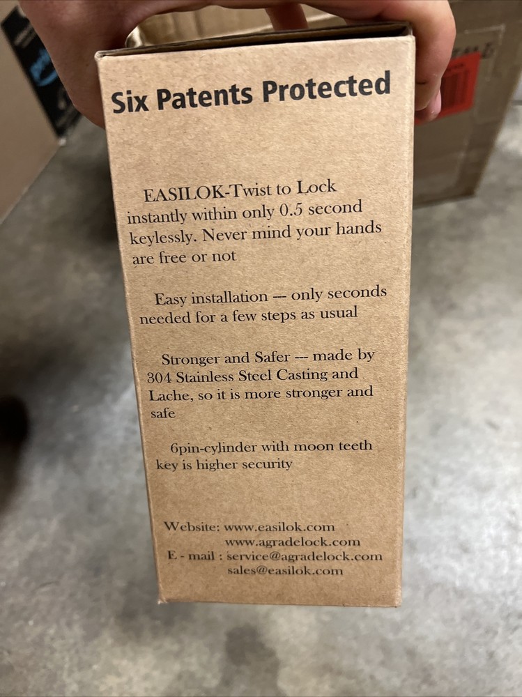 EASILOK E11 Twist To Lock Deadbolt Easy Fast Secure Keyless Locking Stainless