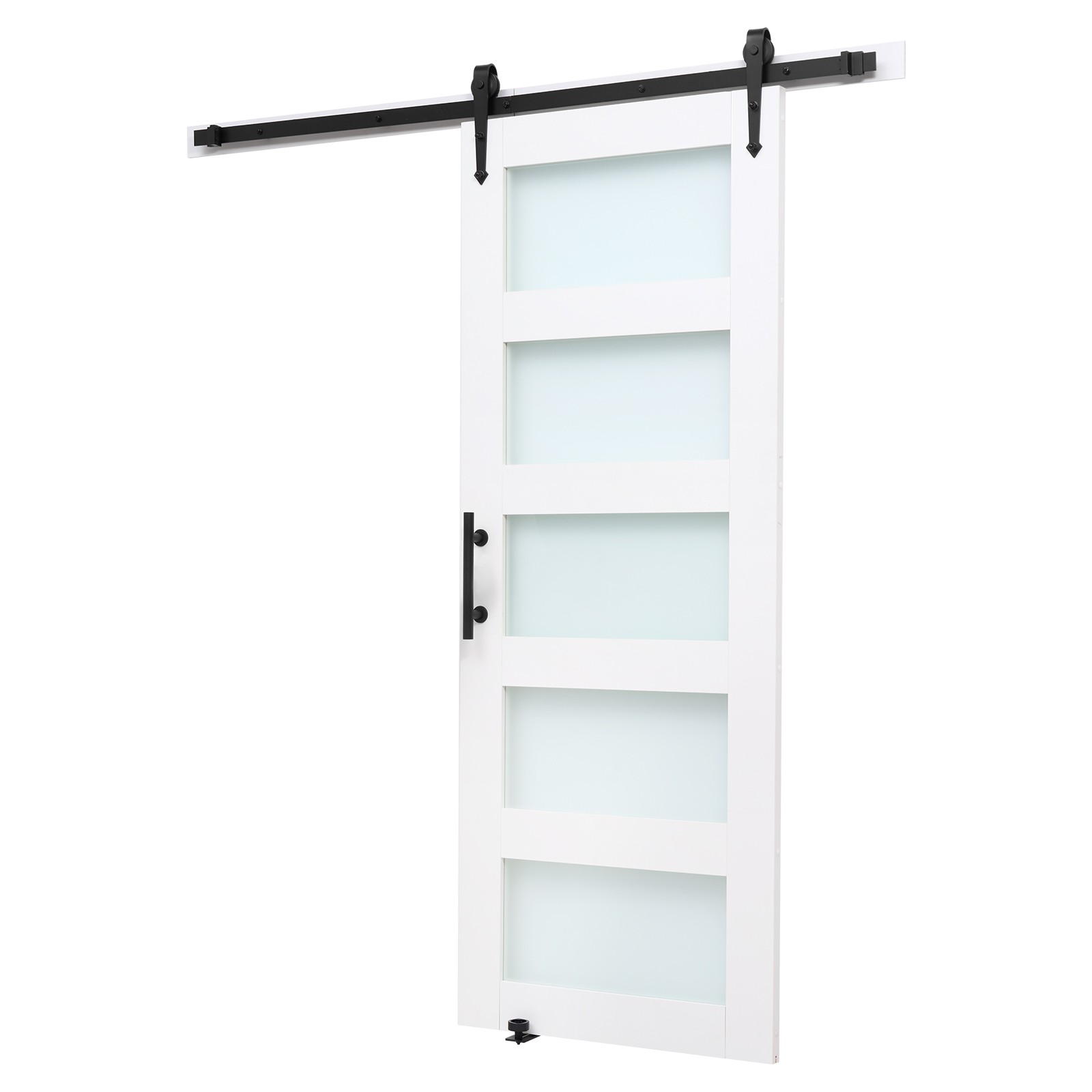Uimoso Sliding Barn Door with Hardware Kit 30 x 84 in, MDF Panel & Frosted Glass