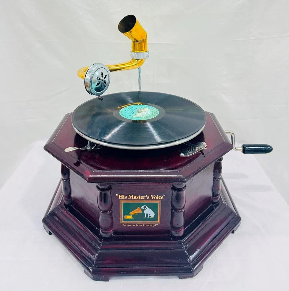 Vintage HMV Gramophone Fully Functional Working Phonograph, win-up record player