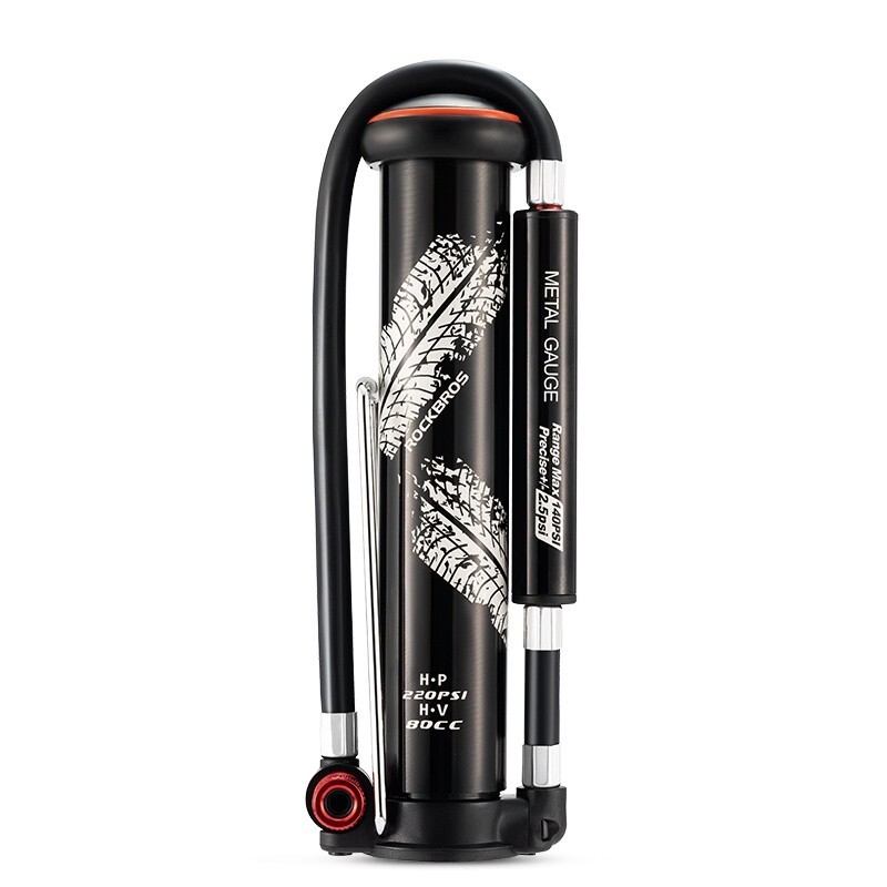 ROCKBROS Aluminum Alloy Mountain Bike Road Bike Pump 220PSI Portable Air Pump