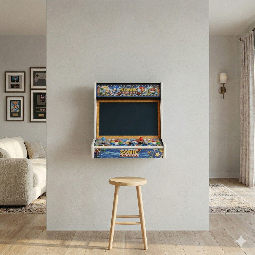 DIY Arcade Cabinet Kit, Bartop, Wall Mountable, Sonic Theme - 2 Player Machine