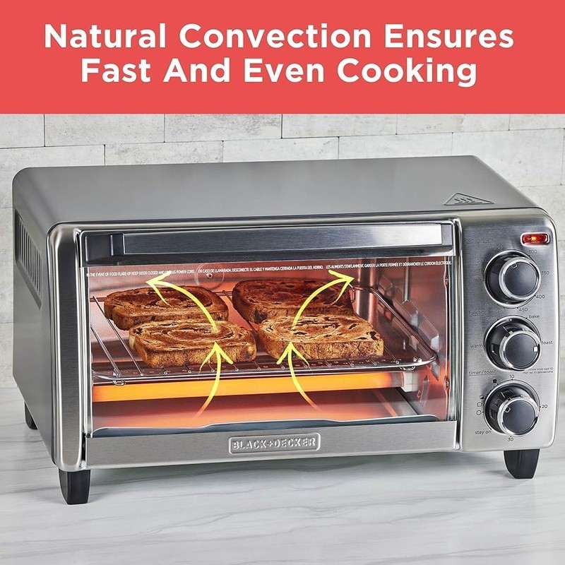 Compact Toaster Oven 9 Inch Pizza 4 Slice Bread Timer Crumb Tray Functions New