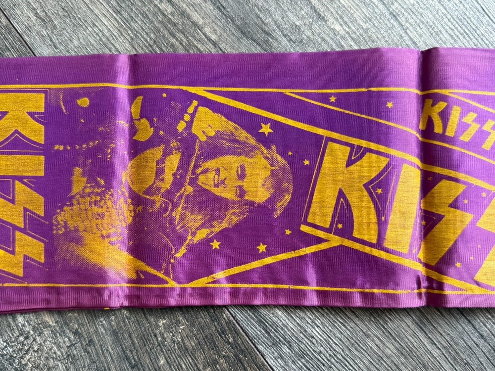 KISS Scarf Banner Purple Eric Carr Europe 1980 Vintage Kiss Aucoin Memorabilia