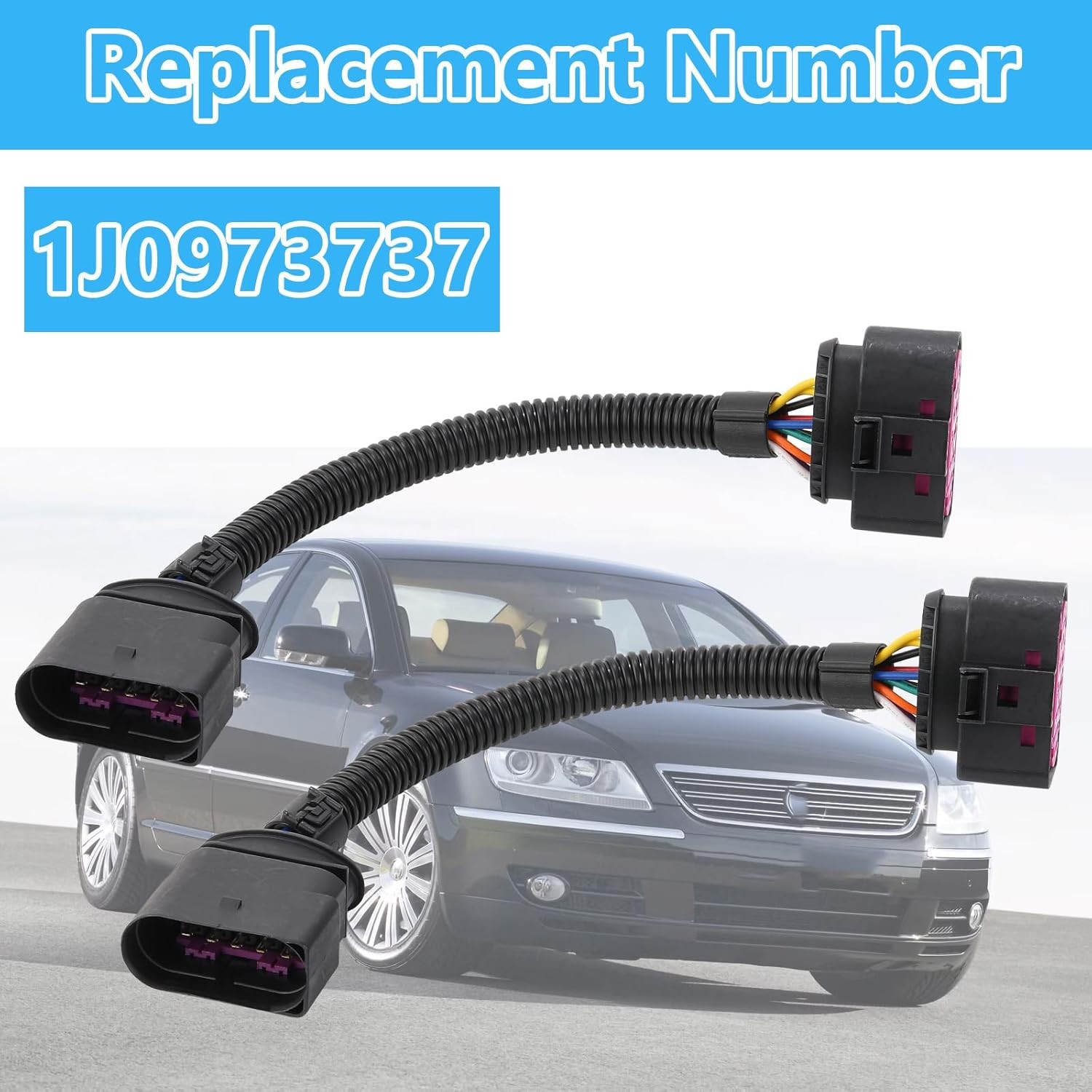 2Pcs 10 to 14 Pin Xenon HID Headlamp Headlight Connector Adapter 1J0973737 Compa